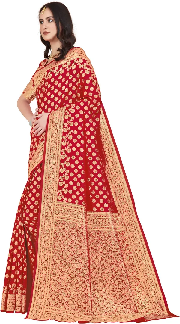 Red_Georgette_Woven_Banarasi_Jacquard_Saree_For_Women_|_With_Blouse_Piece