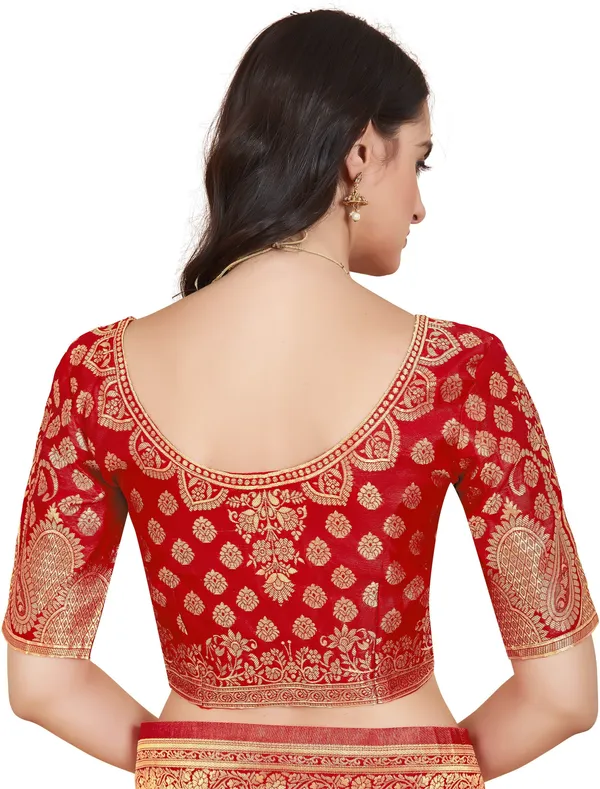 Red_Georgette_Woven_Banarasi_Jacquard_Saree_For_Women_|_With_Blouse_Piece