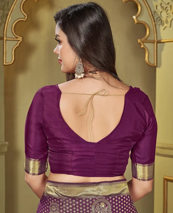 Magenta_Silk_Blend_Jacquard_Banarasi_Kalamkari_Woven_Saree_For_Women_|_With_Blouse_Piece