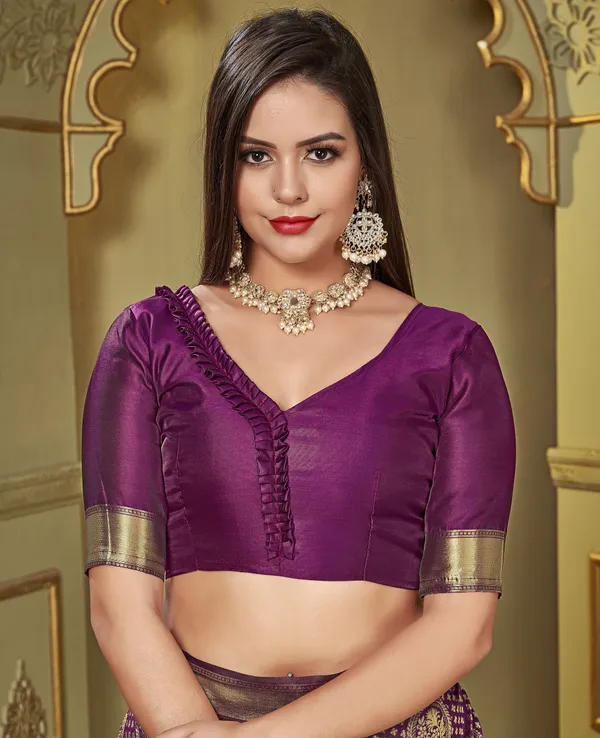 Magenta_Silk_Blend_Jacquard_Banarasi_Kalamkari_Woven_Saree_For_Women_|_With_Blouse_Piece