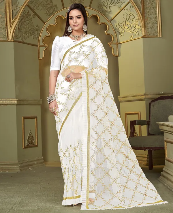 White_Net_Gotta_Patti_Floral_Embroidered_Saree_For_Women_|_With_Blouse_Piece