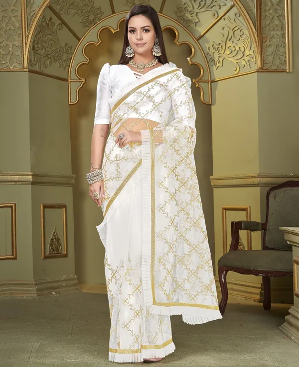 White_Net_Gotta_Patti_Floral_Embroidered_Saree_For_Women_|_With_Blouse_Piece