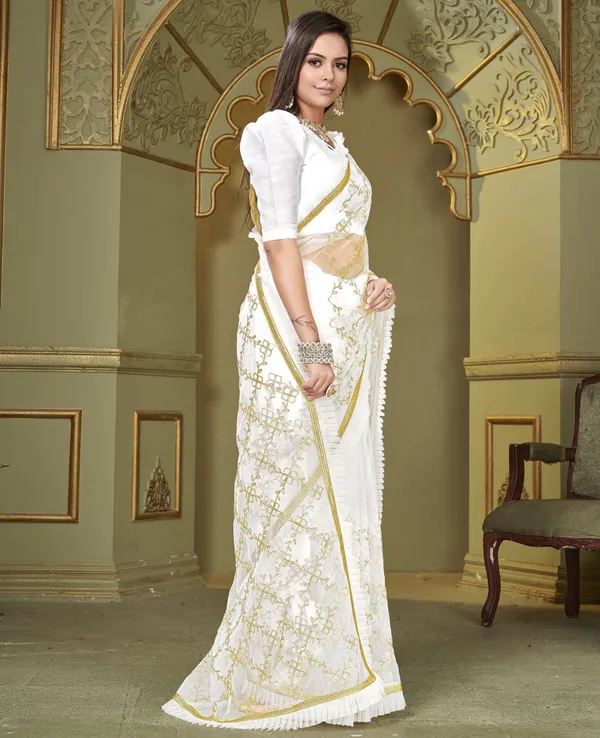 White_Net_Gotta_Patti_Floral_Embroidered_Saree_For_Women_|_With_Blouse_Piece