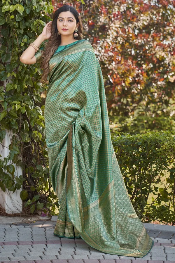 Light_Green_Georgette_Woven_Banarasi_Jacquard_Saree_For_Women_|_With_Blouse_Piece