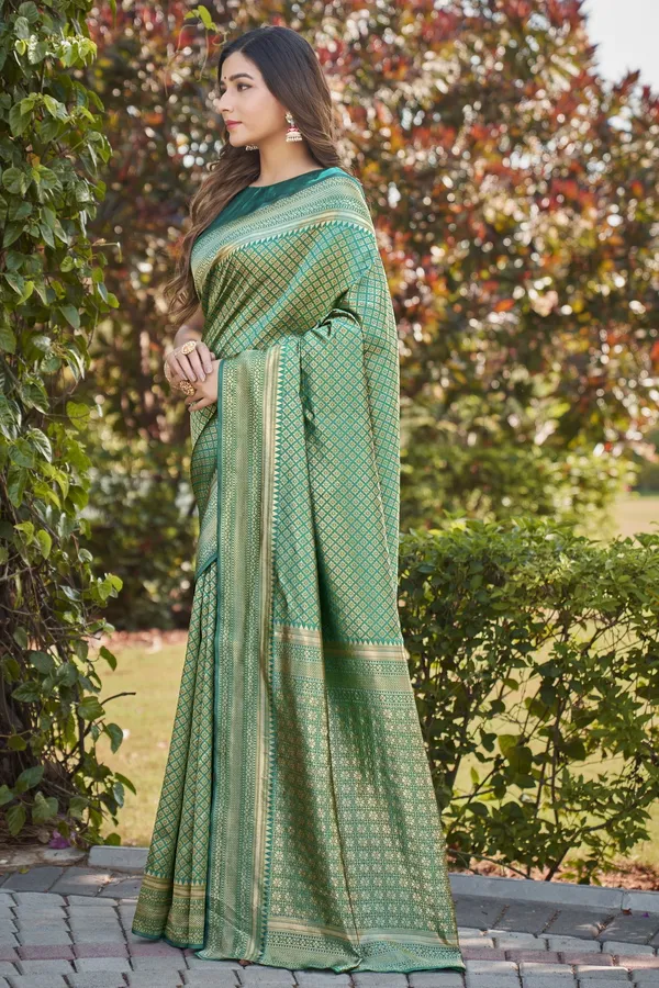 Light_Green_Georgette_Woven_Banarasi_Jacquard_Saree_For_Women_|_With_Blouse_Piece