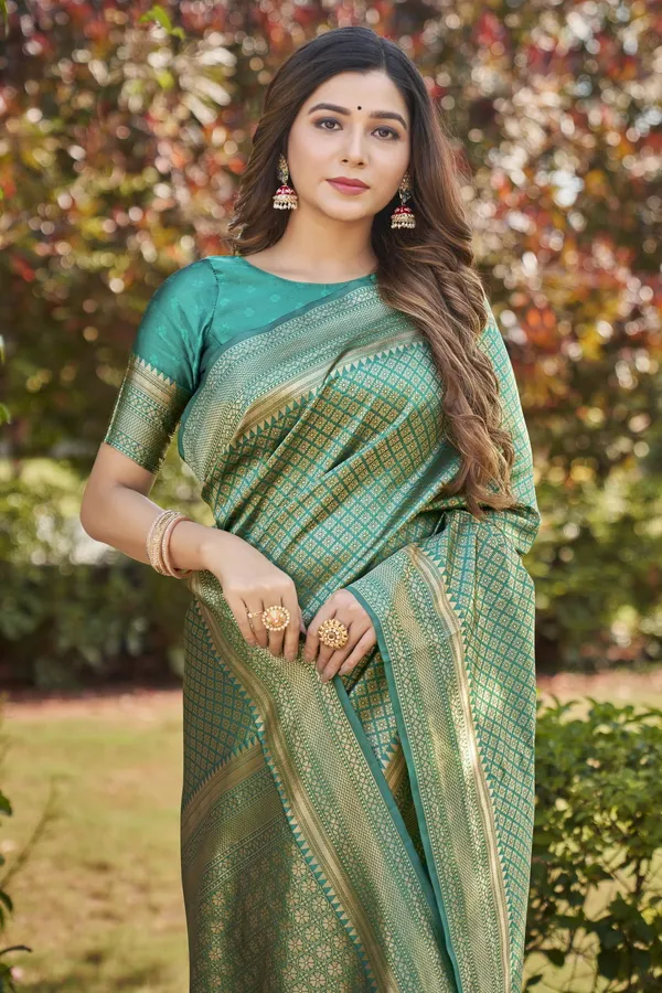 Light_Green_Georgette_Woven_Banarasi_Jacquard_Saree_For_Women_|_With_Blouse_Piece