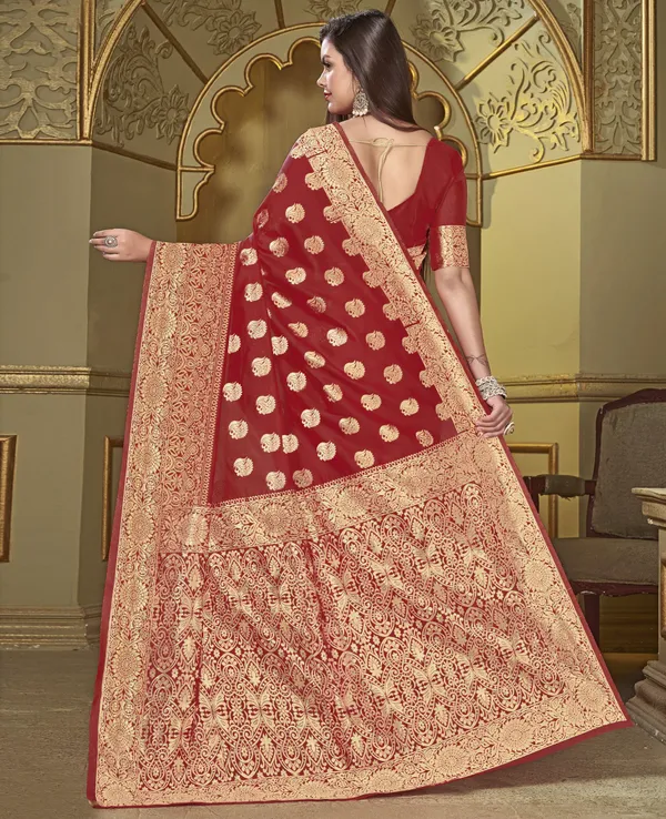 Maroon_Georgette_Woven_Jacquard_Banarasi_Saree_For_Women_|_With_Blouse_Piece
