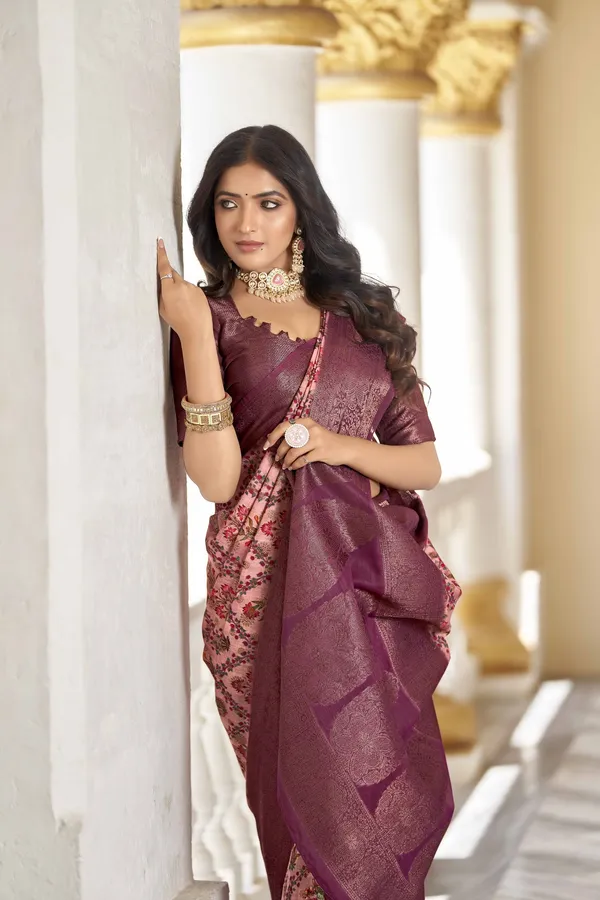 Wine_Cotton_Silk_Banarasi_Jacquard_Zari_Woven_Saree_For_Women_|_With_Blouse_Piece