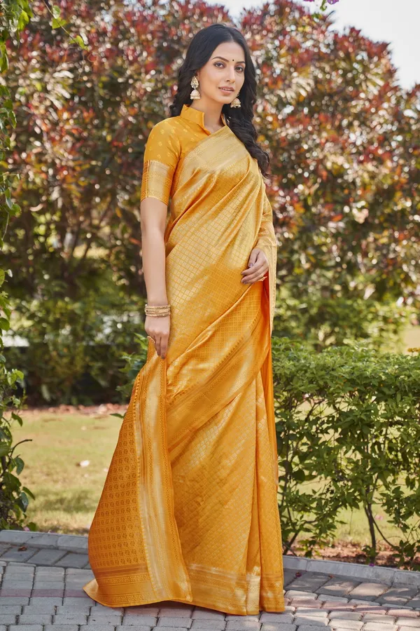 Yellow_Georgette_Banarasi_Jacquard_Zari_Woven_Saree_For_Women_|_With_Blouse_Piece