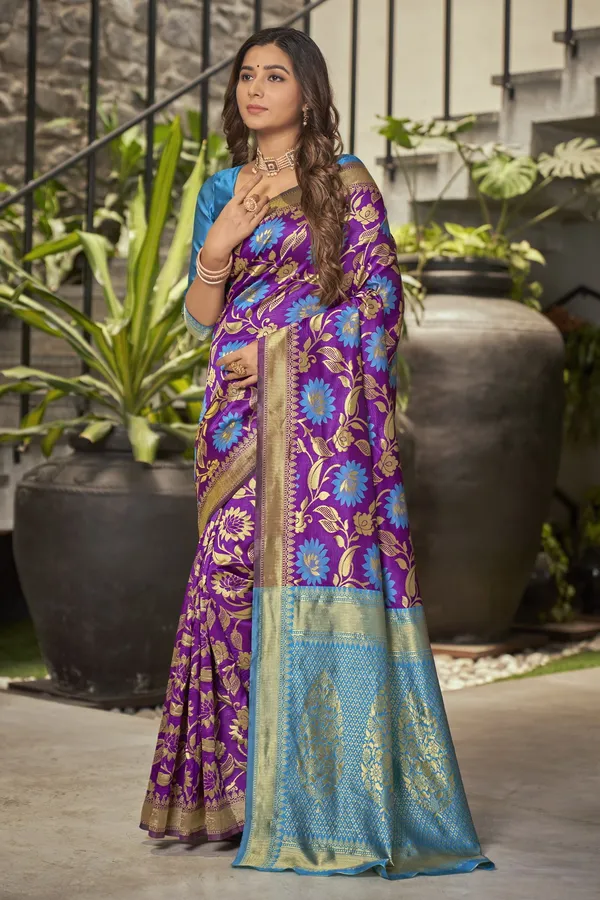 Purple_Georgette_Woven_Banarasi_Jacquard_Saree_For_Women_|_With_Blouse_Piece