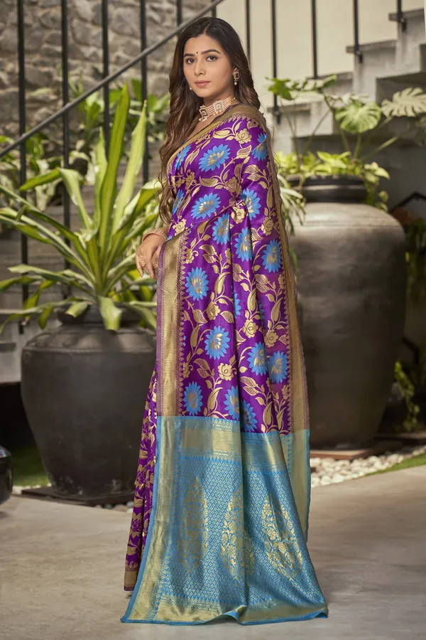 Purple_Georgette_Woven_Banarasi_Jacquard_Saree_For_Women_|_With_Blouse_Piece