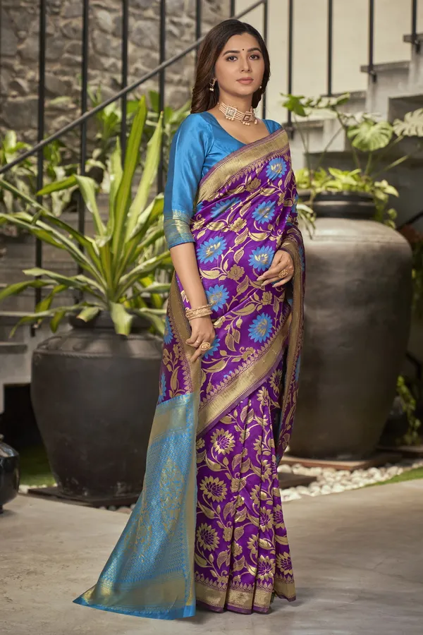 Purple_Georgette_Woven_Banarasi_Jacquard_Saree_For_Women_|_With_Blouse_Piece