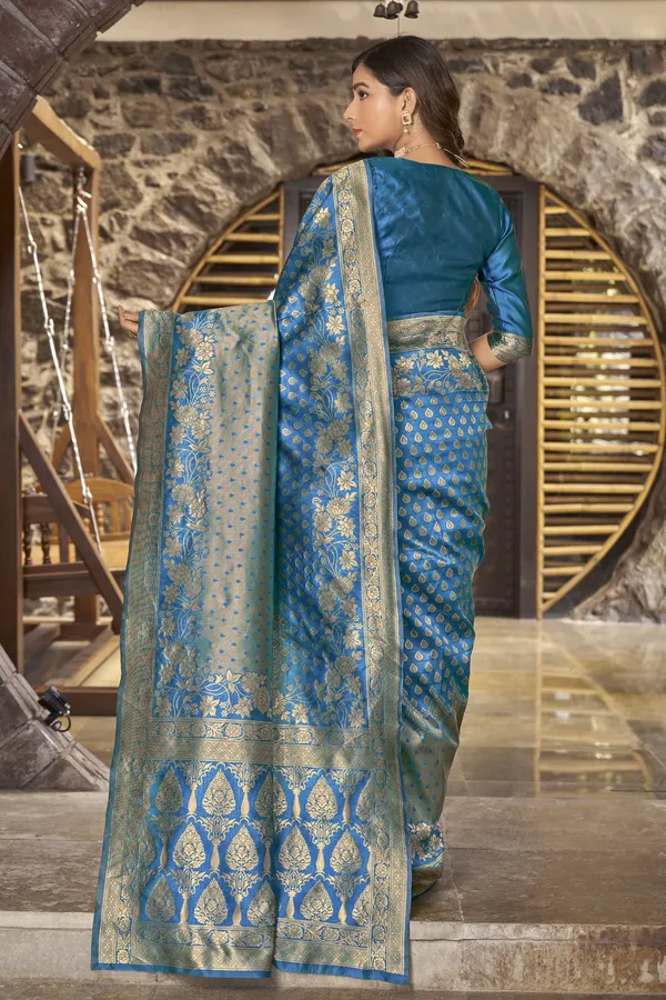 Light_Blue_Georgette_Woven_Banarasi_Jacquard_Saree_For_Women_|_With_Blouse_Piece
