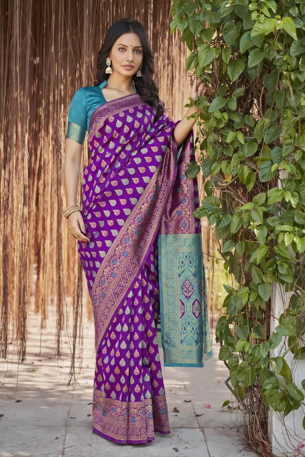 Purple_Georgette_Woven_Kanjivaram_Jacquard_Saree_For_Women_|_With_Blouse_Piece
