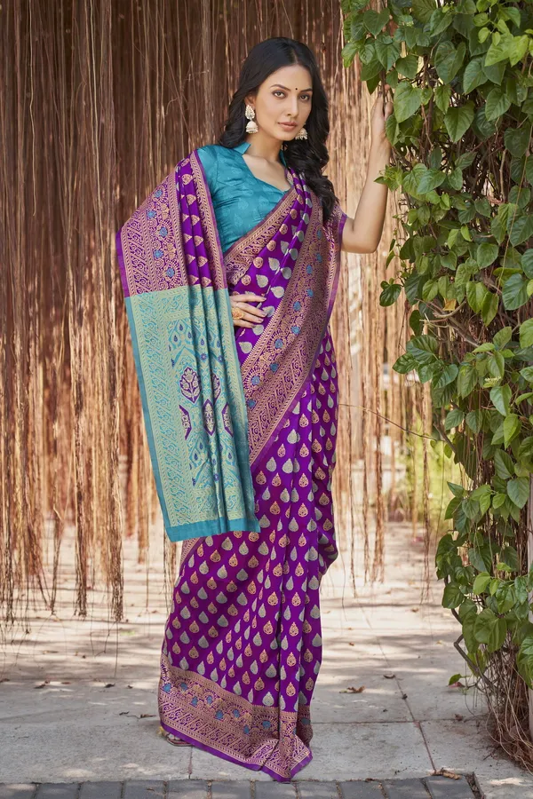 Purple_Georgette_Woven_Kanjivaram_Jacquard_Saree_For_Women_|_With_Blouse_Piece