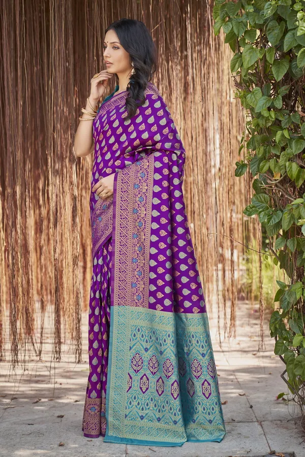 Purple_Georgette_Woven_Kanjivaram_Jacquard_Saree_For_Women_|_With_Blouse_Piece