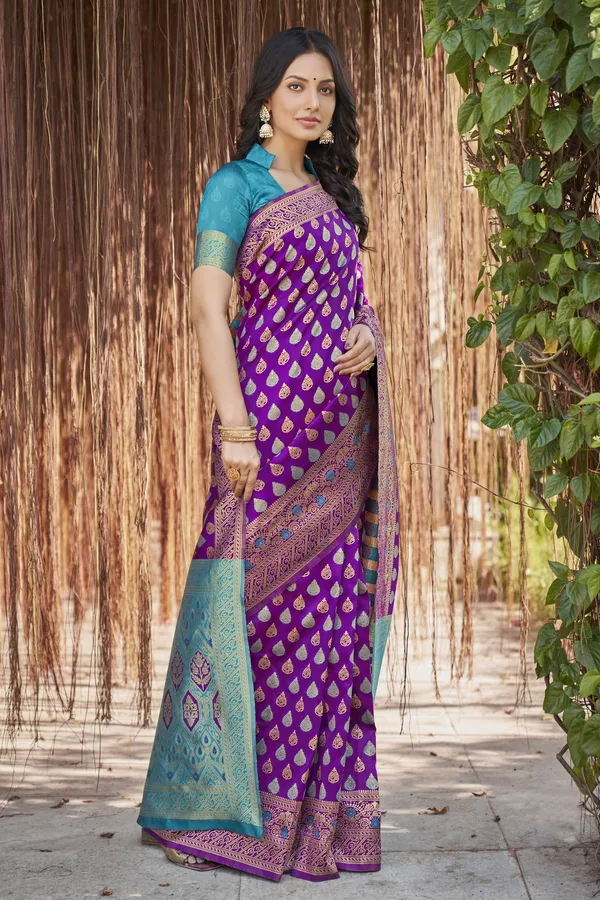 Purple_Georgette_Woven_Kanjivaram_Jacquard_Saree_For_Women_|_With_Blouse_Piece