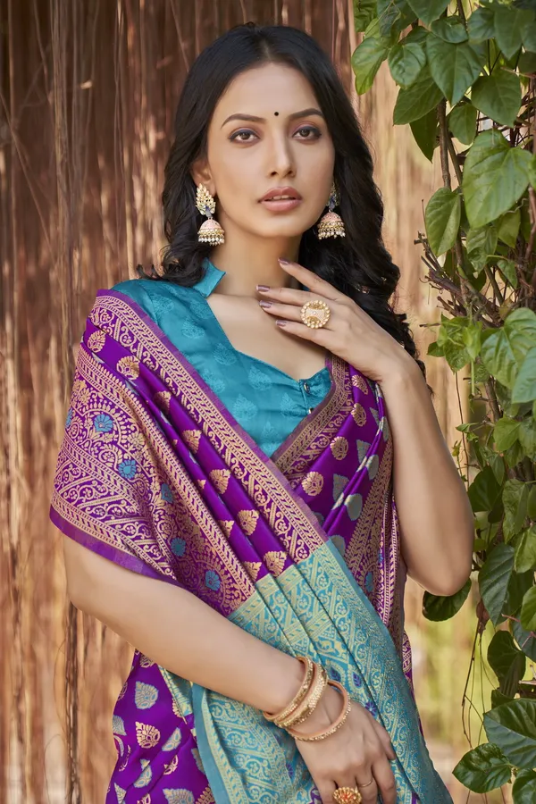 Purple_Georgette_Woven_Kanjivaram_Jacquard_Saree_For_Women_|_With_Blouse_Piece