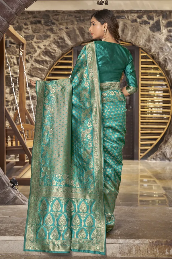Light_Green_Georgette_Woven_Banarasi_Jacquard_Saree_For_Women_|_With_Blouse_Piece