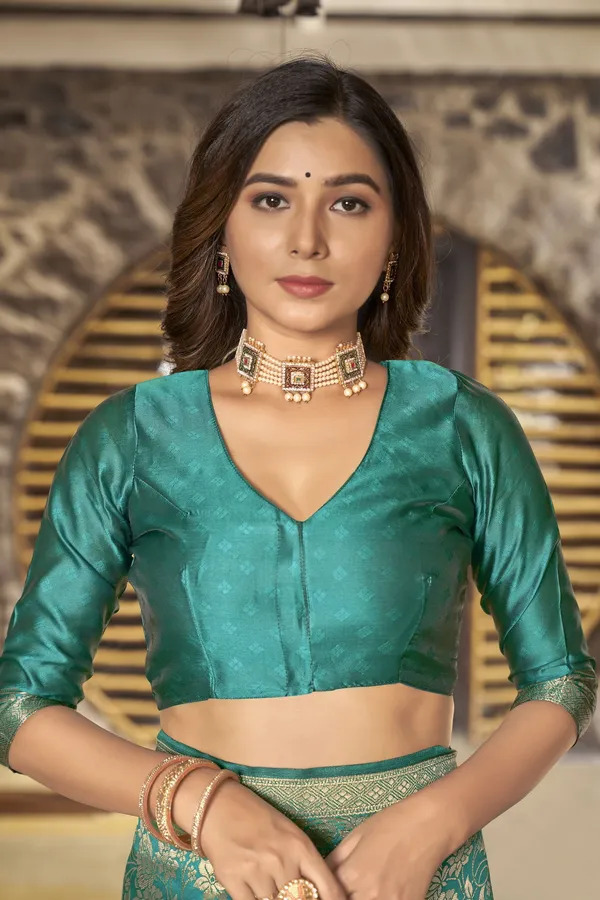Light_Green_Georgette_Woven_Banarasi_Jacquard_Saree_For_Women_|_With_Blouse_Piece