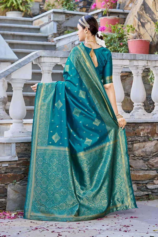 Light_Blue_Georgette_Woven_Banarasi_Jacquard_Saree_For_Women_|_With_Blouse_Piece