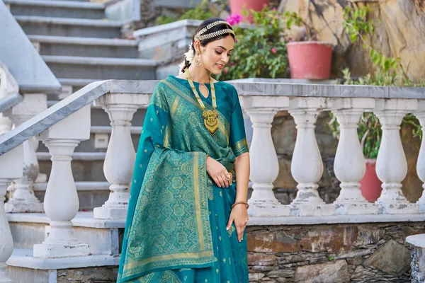 Light_Blue_Georgette_Woven_Banarasi_Jacquard_Saree_For_Women_|_With_Blouse_Piece