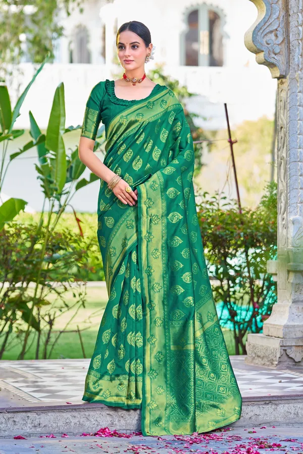 Light_Green_Georgette_Woven_Banarasi_Jacquard_Saree_For_Women_|_With_Blouse_Piece