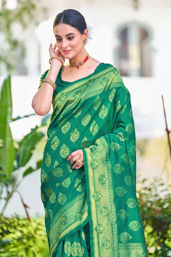 Light_Green_Georgette_Woven_Banarasi_Jacquard_Saree_For_Women_|_With_Blouse_Piece