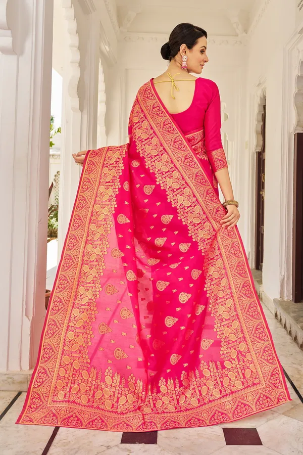 Pink_Georgette_Jacquard_Woven_Banarasi_Saree_For_Women_|_With_Blouse_Piece