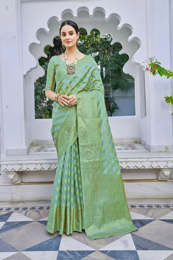 Light_Blue_Organza_Woven_Banarasi_Jacquard_Golden_Zari_Saree_For_Women_|_With_Blouse_Piece