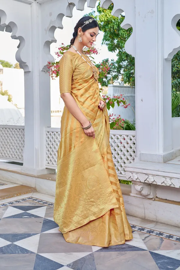 Orange_Organza_Woven_Banarasi_Jacquard_Saree_For_Women_|_With_Blouse_Piece