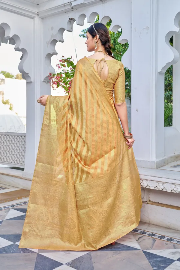 Orange_Organza_Woven_Banarasi_Jacquard_Saree_For_Women_|_With_Blouse_Piece