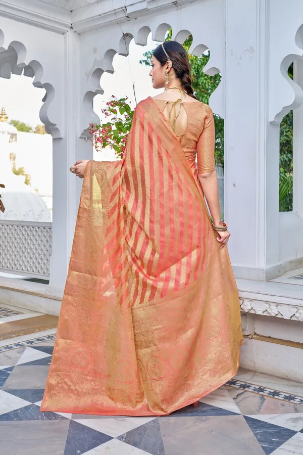 Pink_Organza_Banarasi_Jacquard_Golden_Zari_Woven_Saree_For_Women_|_With_Blouse_Piece