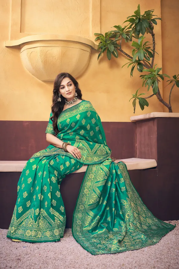 Light_Green_Georgette_Woven_Banarasi_Jacquard_Saree_For_Women_|_With_Blouse_Piece