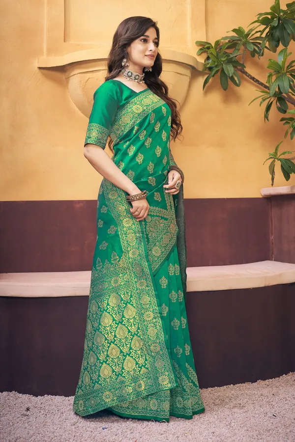Light_Green_Georgette_Woven_Banarasi_Jacquard_Saree_For_Women_|_With_Blouse_Piece