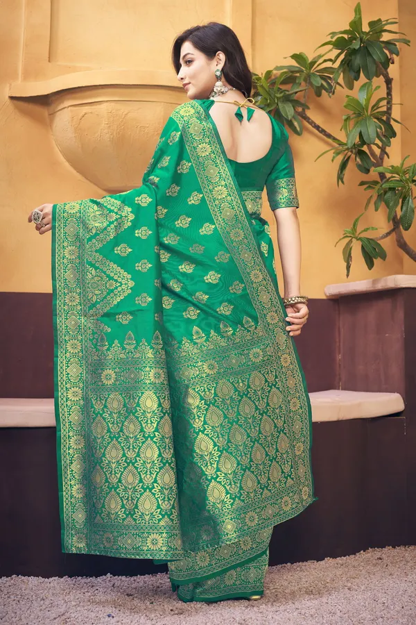 Light_Green_Georgette_Woven_Banarasi_Jacquard_Saree_For_Women_|_With_Blouse_Piece