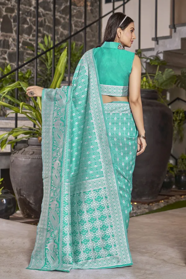 Light_Green_Georgette_Woven_Banarasi_Jacquard_Floral_Saree_For_Women_|_With_Blouse_Piece