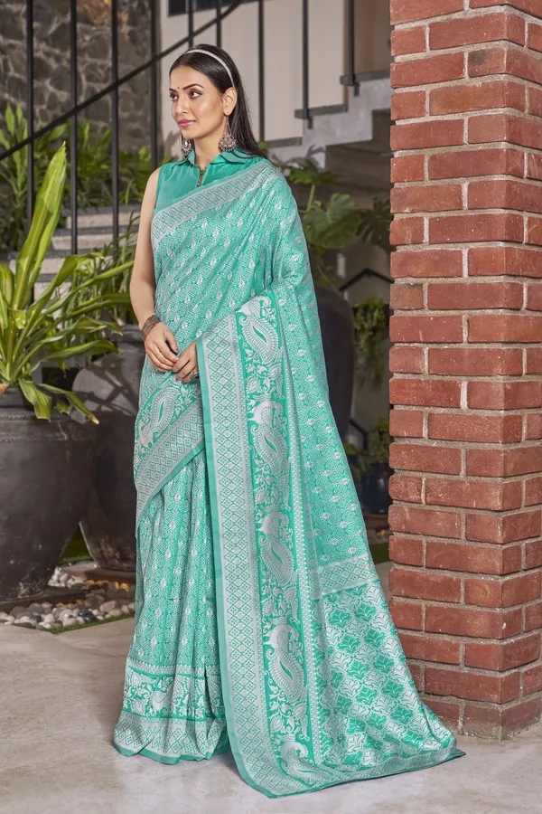 Light_Green_Georgette_Woven_Banarasi_Jacquard_Floral_Saree_For_Women_|_With_Blouse_Piece