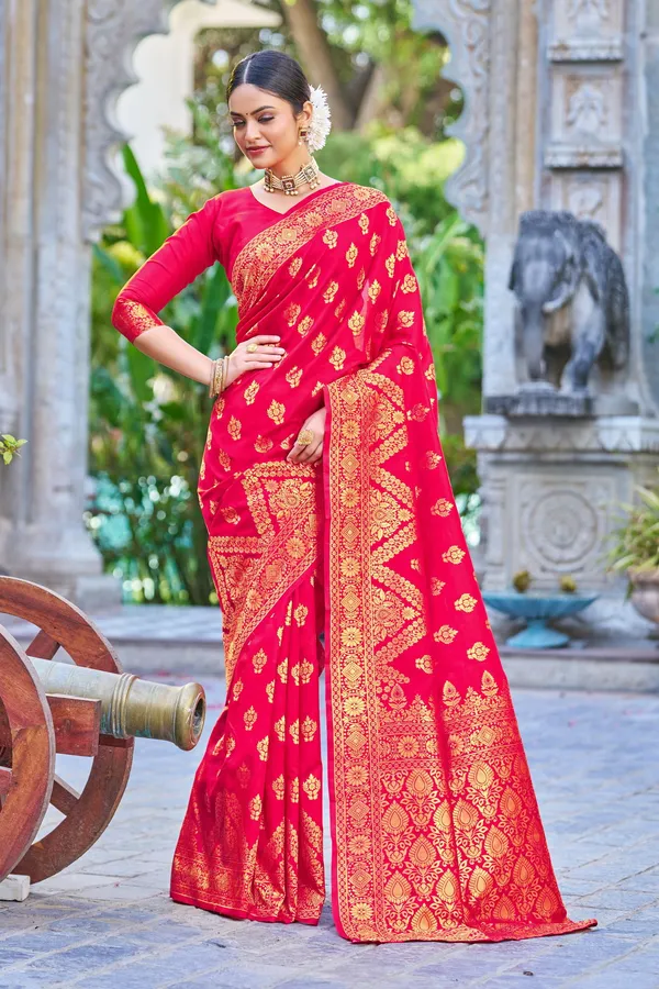Pink_Georgette_Woven_Banarasi_Jacquard_Saree_For_Women_|_With_Blouse_Piece