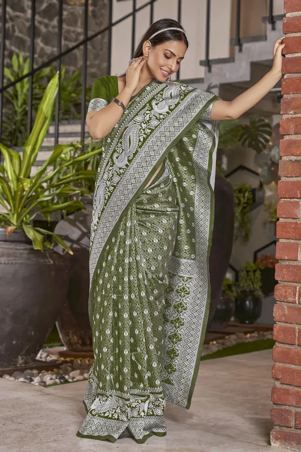 Green_Georgette_Woven_Banarasi_Jacquard_Saree_For_Women_|_With_Blouse_Piece