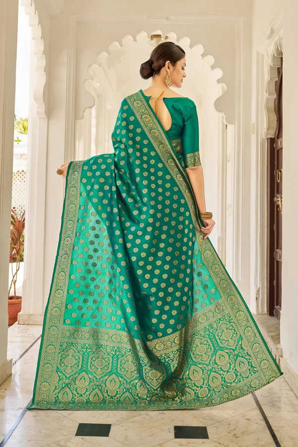 Light_Green_Georgette_Woven_Banarasi_Golden_Thread_Jacquard_Saree_For_Women_|_With_Blouse_Piece