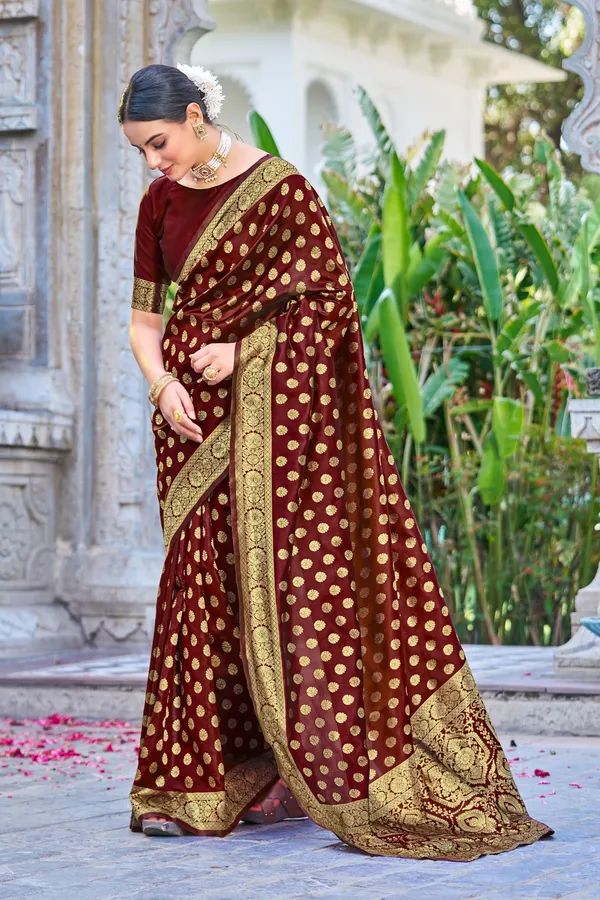 Maroon_Georgette_Woven_Banarasi_Jacquard_Saree_For_Women_|_With_Blouse_Piece