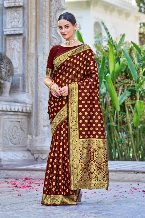 Maroon_Georgette_Woven_Banarasi_Jacquard_Saree_For_Women_|_With_Blouse_Piece