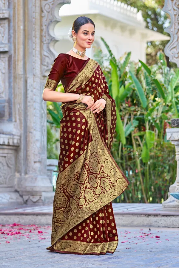 Maroon_Georgette_Woven_Banarasi_Jacquard_Saree_For_Women_|_With_Blouse_Piece