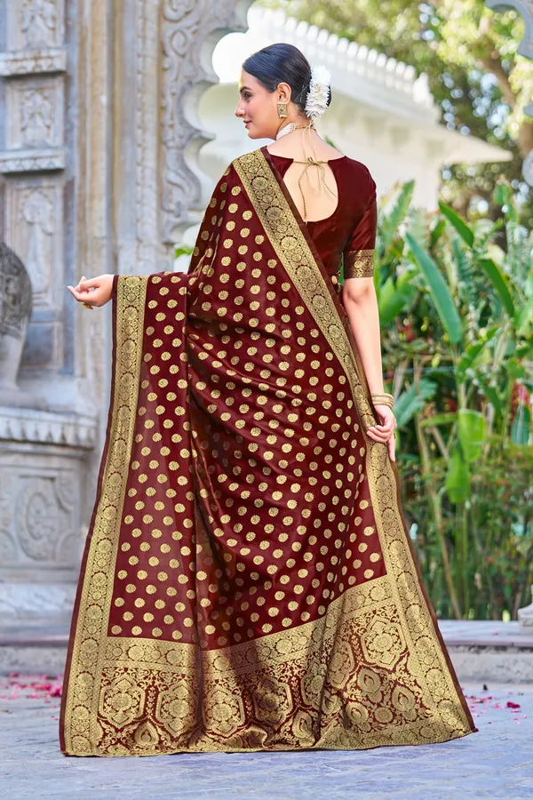 Maroon_Georgette_Woven_Banarasi_Jacquard_Saree_For_Women_|_With_Blouse_Piece