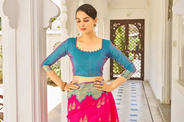 Pink_Light_Blue_Georgette_Banarasi_Jacquard_Woven_Saree_For_Women_|_With_Blouse_Piece