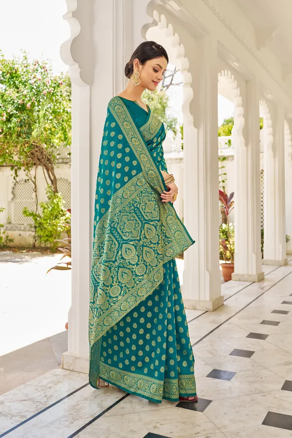Light_Blue_Georgette_Banarasi_Jacquard_Zari_Woven_Saree_For_Women_|_With_Blouse_Piece