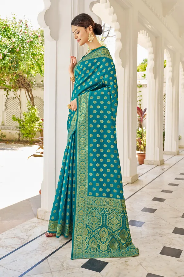 Light_Blue_Georgette_Banarasi_Jacquard_Zari_Woven_Saree_For_Women_|_With_Blouse_Piece