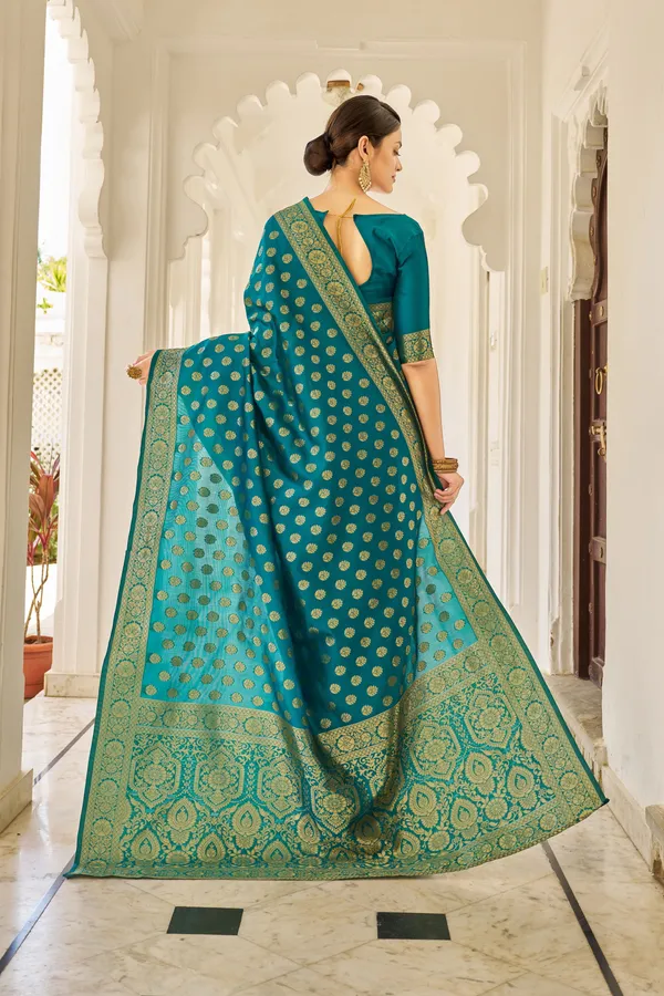 Light_Blue_Georgette_Banarasi_Jacquard_Zari_Woven_Saree_For_Women_|_With_Blouse_Piece