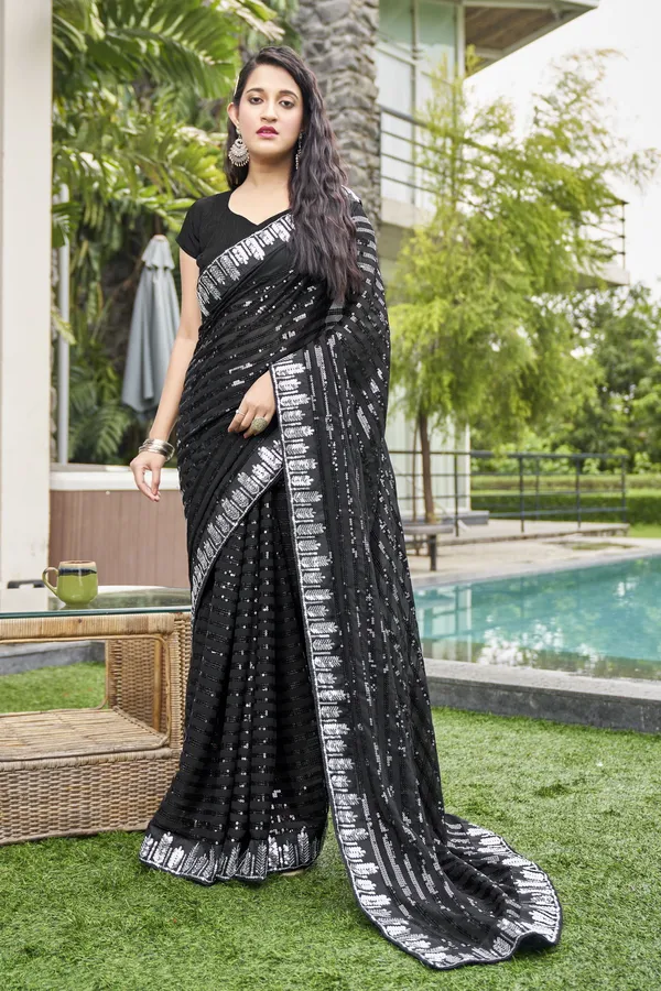 Black_Georgette_Sequin_Embroidered_Bollywood_Saree_For_Women_|_With_Blouse_Piece